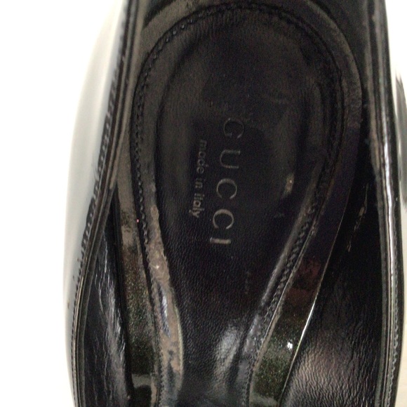GUCCI BLACK PATENT LEATHER HORSEBIT HEELS SIZE 10 - Picture 11 of 16